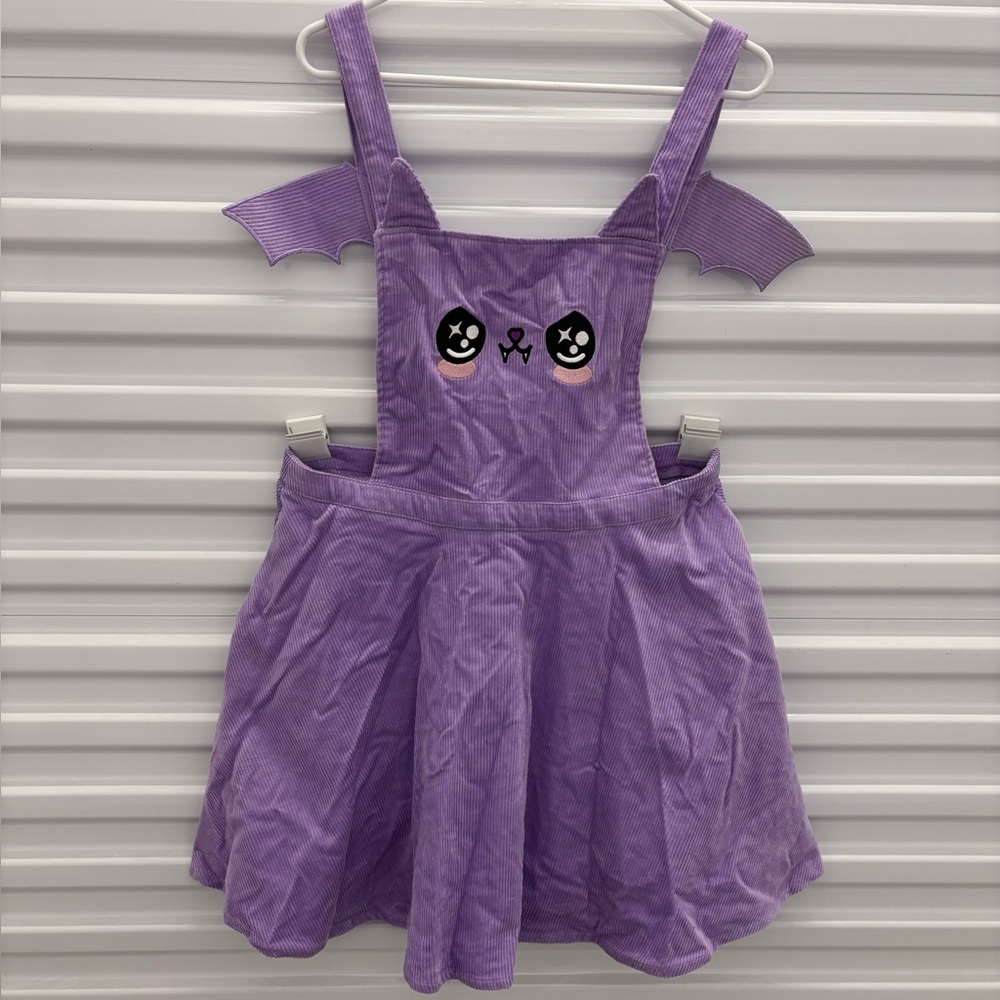 NWT XL Sweet Society Juniors' Kawaii Bat Corduroy Skirtall Skirt Overalls Wings - Picture 2 of 8